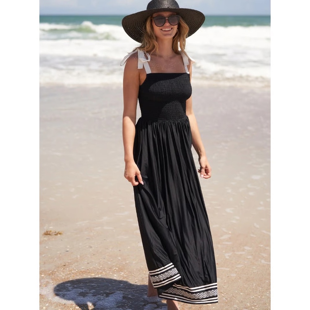 Cabana Life Black Dress with Cream Details